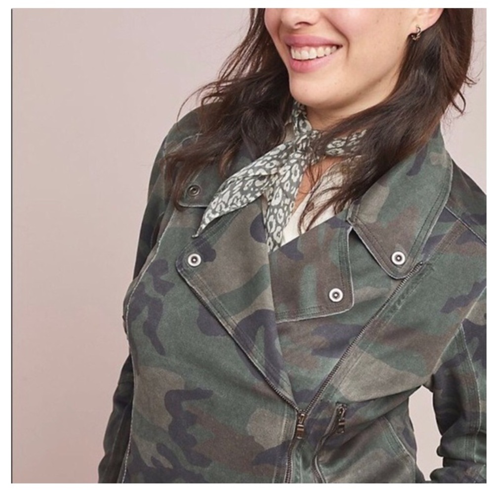Anthropologie Marrakech Sueded Camo Moto Jacket Sz M NWT - Picture 7 of 10